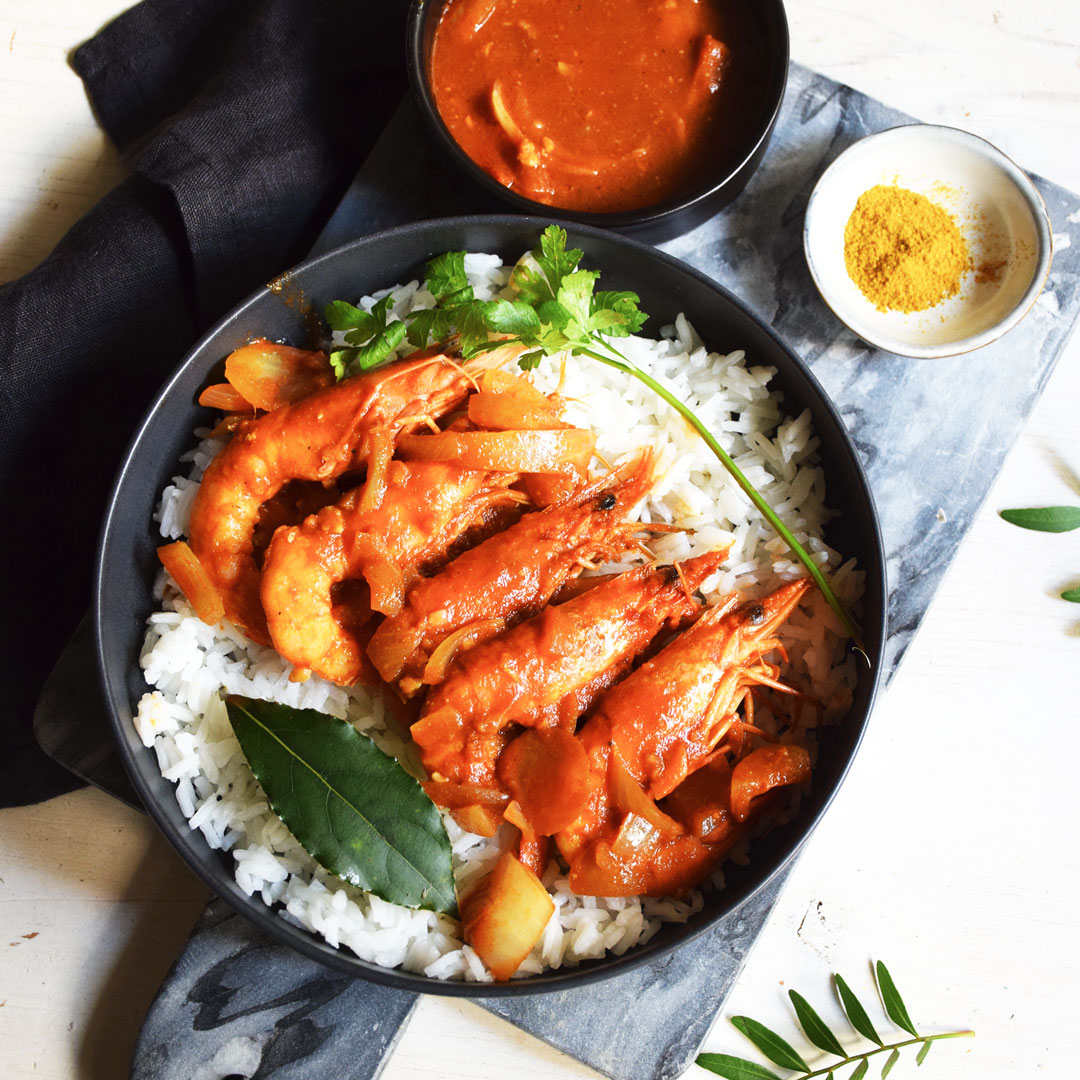 recette de gambas au curry chaleur creole