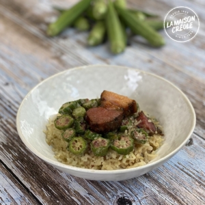 Riz aux Gombos et lard boucané par le chef Leriche